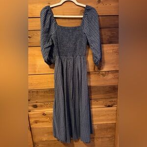 Elegant Blue Checkered Neuflora Dress